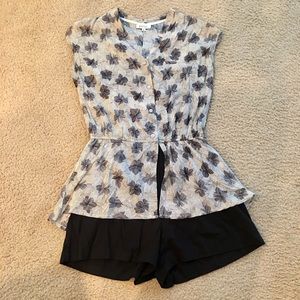 Barneys New York Floral Black Romper